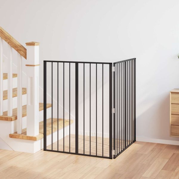 vidaXL Hundetor 2 pcs Schwarz 80 x 100 cm Verzinkter Stahl 892001