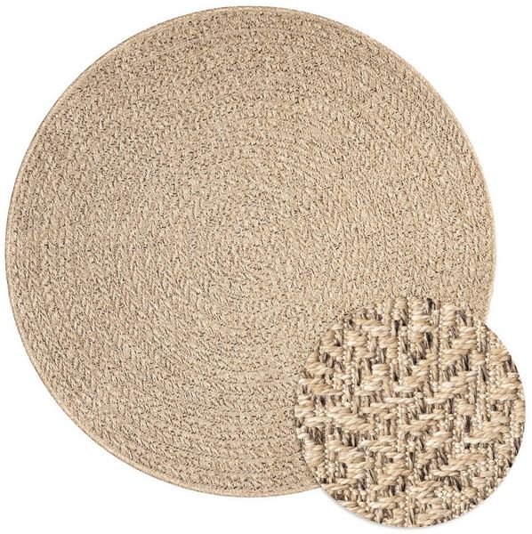 merinos Teppich Kenzy, rund, Höhe: 10 mm, robuster In- und Outdoor Teppich im natürlichen Jute-Look, wetterfest