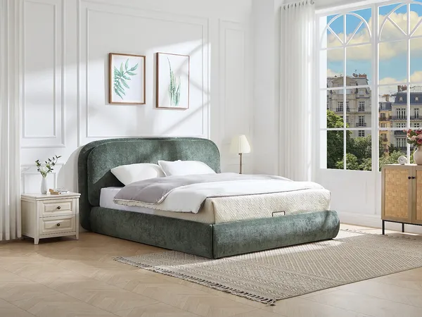 Vente-unique - ZORIMA Bett Stoff Grün - B 227 cm x H 110 cm x L 202 cm