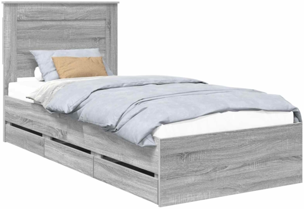 vidaXL Bettrahmen Graues Sonoma 100 x 200 cm Ingenieurs Holz 3410202