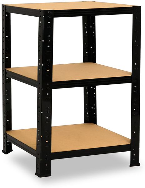shelfplaza BLACK 90x30x30 cm Schwerlastregal in schwarz mit 3 Böden und 175 kg Traglast pro Boden