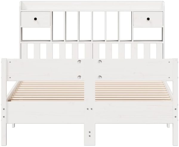 vidaXL Massivholzbett mit Regal ohne Matratze Weiß 150x200 cm Kiefer 3323024 Bild 4