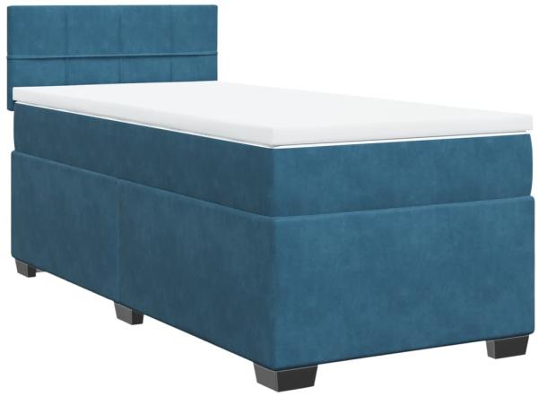 vidaXL Boxspringbett mit Matratze Dunkelblau 90x200 cm Samt 3286226