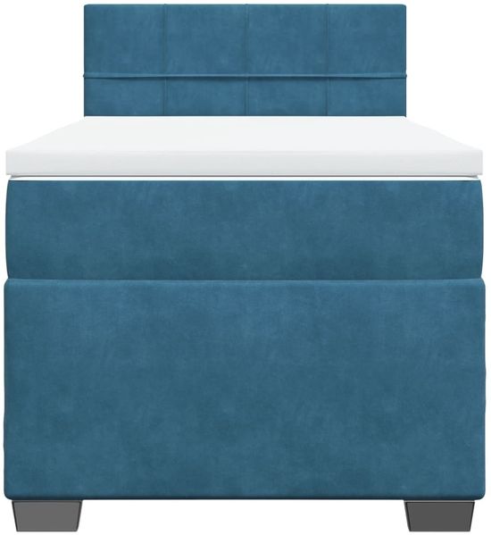 vidaXL Boxspringbett mit Matratze Dunkelblau 90x200 cm Samt 3286226 Bild 4