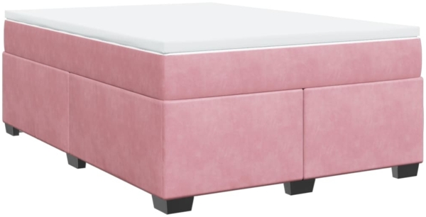 vidaXL Boxspringbett mit Matratze Rosa 140x200 cm Samt 3285292