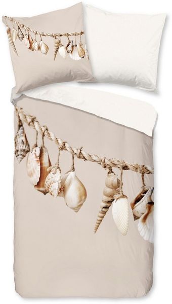 PURE luxury collection Wendebettwäsche Ibiza, Microfaser, 2 teilig, Mikrofaser, Pflegeleicht, Reißverschluss, Wendeoptik, Muscheln, Sand