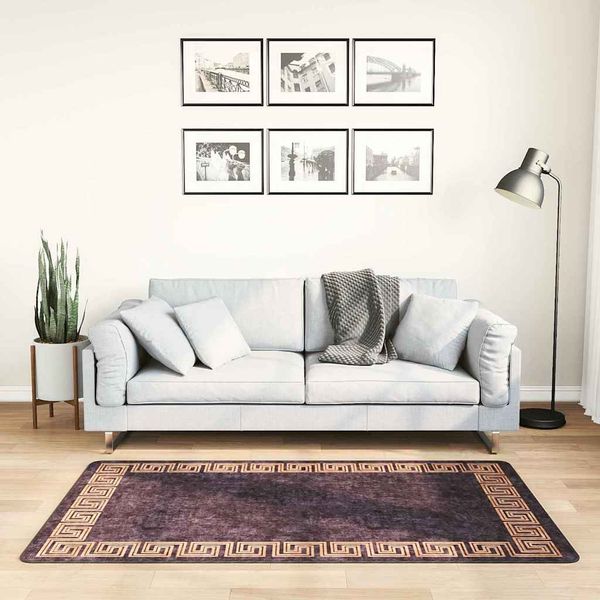 vidaXL Teppich Waschbar 80x150 cm Schwarz und Golden 337928