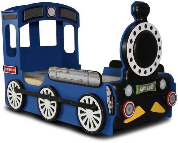 Lokomotive Kinderbett mit Matratze 90x190 Blau