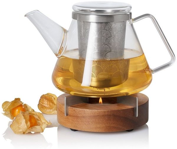 AdHoc Teekanne Set aus Teekanne Fusion und passendem Stövchen Tuto, 1 l, (Sparset, Tee-Set), hochwertiges Material & preisgekröntes Design