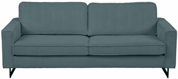 Home affaire 3-Sitzer Pinto, 206 cm, Cord, Chenille, Lederoptik, mit Keder, schwarze Metallfüße, Wellenunterfederung