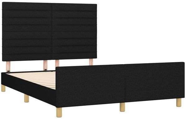 vidaXL Polsterbett mit Kopfteil Stoff Schwarz 140x200 cm Bild 4