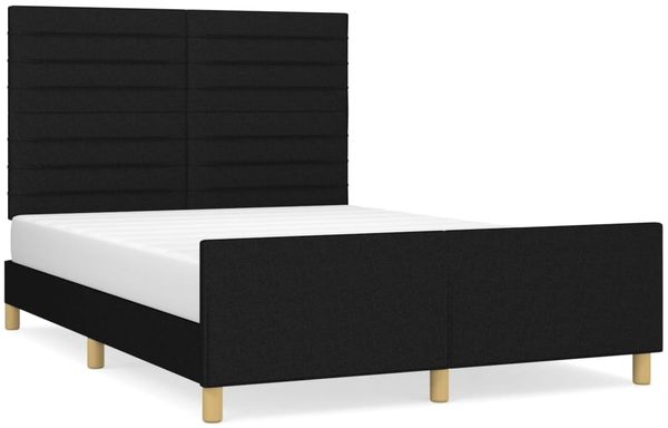 vidaXL Polsterbett mit Kopfteil Stoff Schwarz 140x200 cm Bild 2