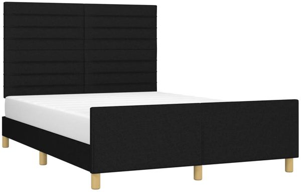 vidaXL Polsterbett mit Kopfteil Stoff Schwarz 140x200 cm Bild 3