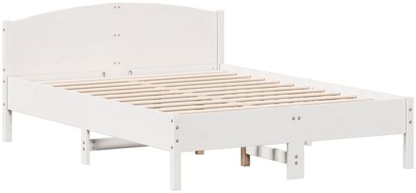 vidaXL Massivholzbett mit Regal ohne Matratze Weiß 140x190 cm Kiefer 3323072 Bild 8