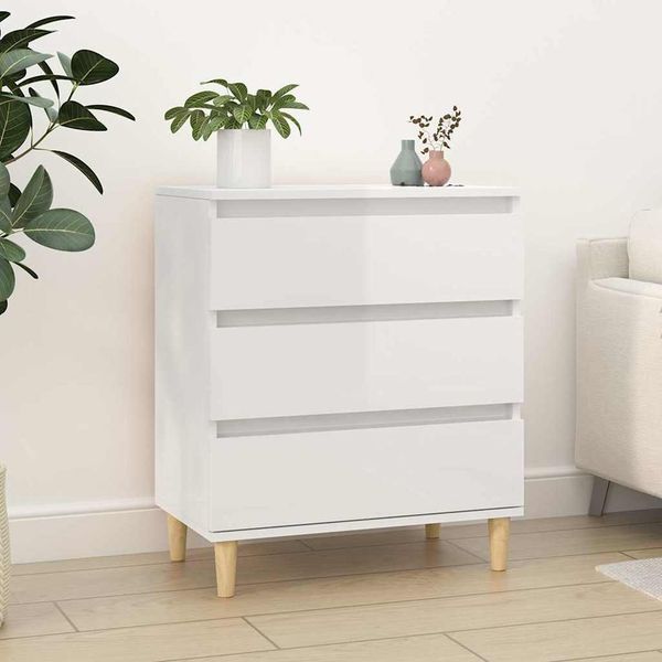 Sideboard, Kommode Hochglanz-Weiß 60x35x70 cm Holzwerkstoff