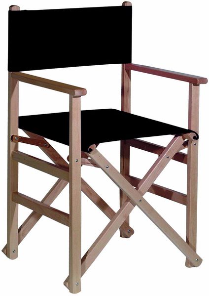 Mueblear 1001 Regie-Stuhl, mit Leinwand und unlackiertem Holz 51,5 x 46 x 86 cm Schwarz