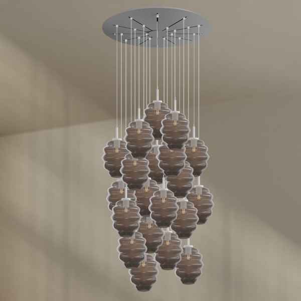 s.luce Echos Galerieleuchte 20-flammig Ø 120cm Baldachin Ø 25cm Rauch, Weiß