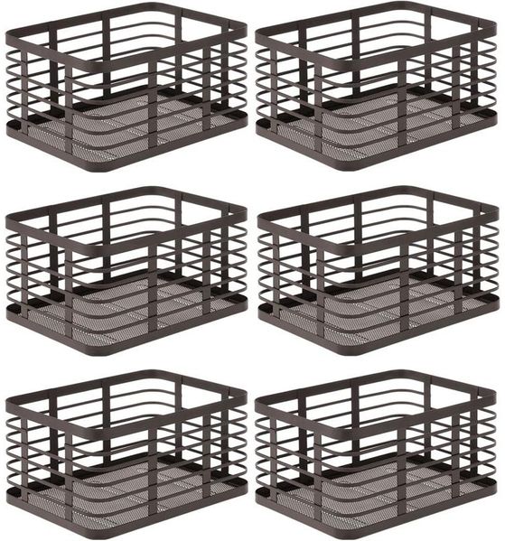 mDesign Allzweckkorb Aufbewahrung Drahtkorb Organizer 6er-Set Metall Bronze