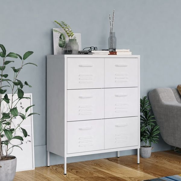 vidaXL Schubladenschrank Weiß 80x35x101,5 cm Stahl 336152