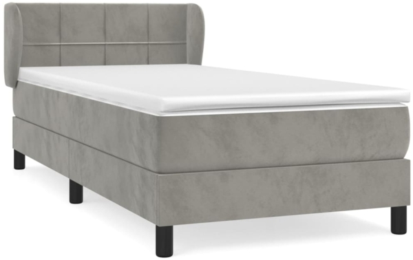 vidaXL Boxspringbett mit Matratze Hellgrau 90x200 cm Samt, Härtegrad: H2 [3127469]
