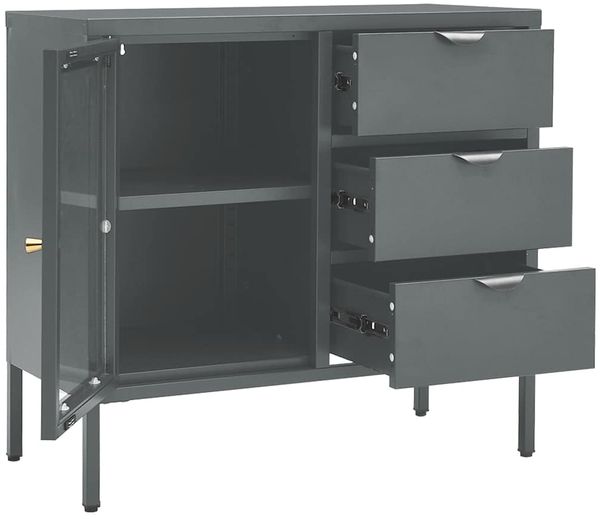 Sideboard, Kommode Anthrazit 75x35x70 cm Stahl und Hartglas j940p Bild 6