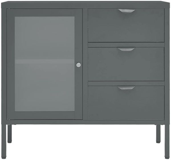 Sideboard, Kommode Anthrazit 75x35x70 cm Stahl und Hartglas j940p Bild 3