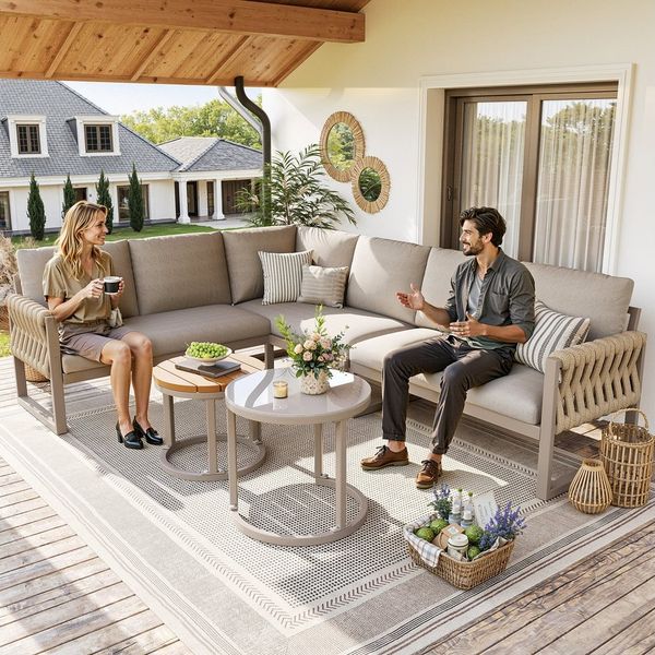 i@home Gartenlounge-Set, (5-tlg, inklusive aller Sitz- und Rückenkissen), mit verstellbare Beine, wasserabweisenden & abnehmbaren Kissen