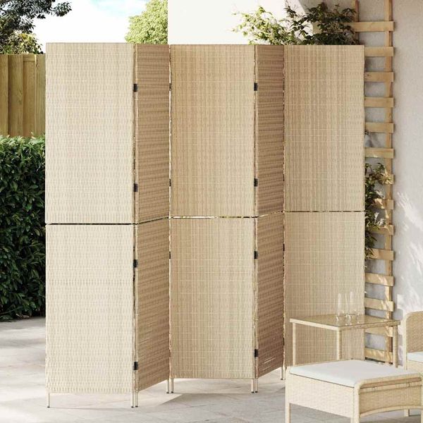 vidaXL Raumteiler Beige 242 x 180 cm Poly-Rattan 42003676