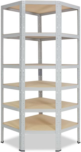 shelfplaza OFFICE 230x80x50 cm Eckregal in lichtgrau mit 6 Böden und 145 kg Traglast pro Boden