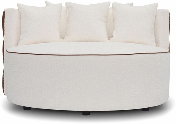 Casa Padrino Luxus Sofa Weiß / Braun Ø 132 cm - Rundes Wohnzimmer Sofa