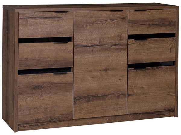 Beautysofa Kommode DEVON mit 3 Türen und 4 Schubladen (modernes Design, viel Stauraum), Breite: 135 cm