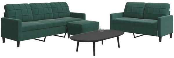 vidaXL 3-tlg. Sofagarnitur mit Kissen Dunkelgrün Samt 3278403