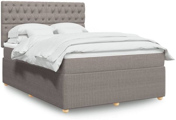 vidaXL Boxspringbett mit Matratze Taupe 140x190 cm Stoff 3292062