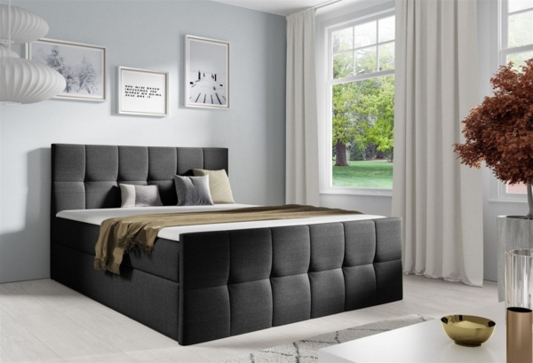 Boxspringbett Schlafzimmerbett CARMEN LUX 120x200 cm Stoff Inari Schwarz