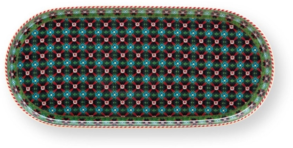 PiP Studio Tablett Berry Blues Milch- und Zuckertablett clover green 25x12cm, Porzellan