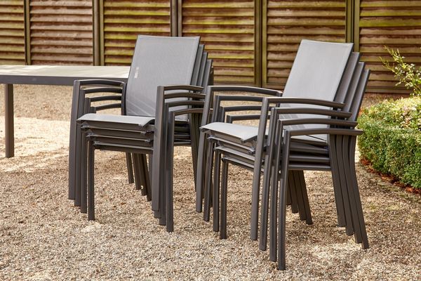 Siena Garden Velia Stapelsessel - Aluminium & RANOTEX®, schwarz-grau (C31042)