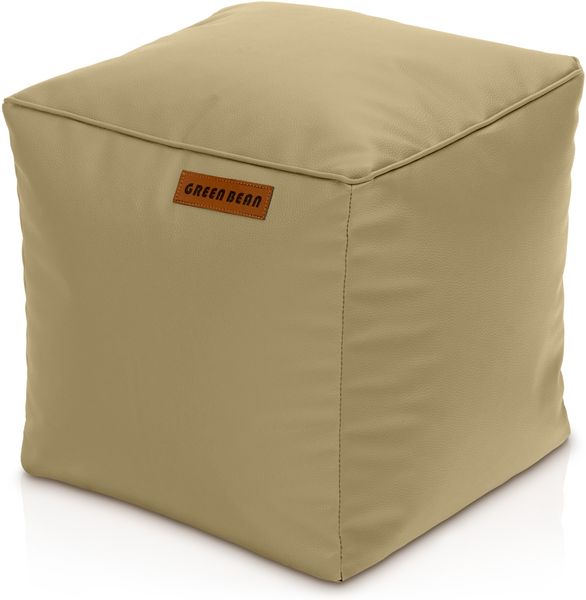 Green Bean® Sitzhocker aus Kunstleder - Pouf mit EPS Perlen Füllung - 40 x 40 cm - perfekte Ergänzung zum Sitzsack - helles Kamel