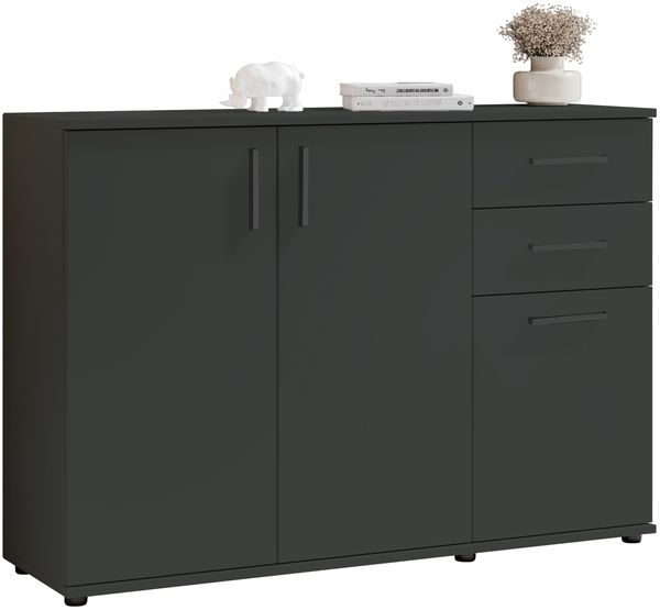 Sideboard >BC 1040< 3 Türen, 2 Schubladen, anthrazit - 120x84x35cm (BxHxT)