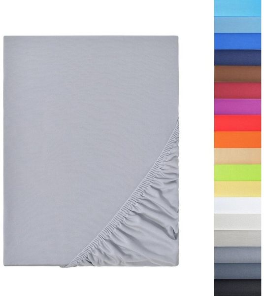 NatureMark Spannbettlaken Mikrofaser Spannbetttuch, Polyester, Gummizug: rundum, viele Größen und Farben Markenware, 90x200 cm, Silber grau