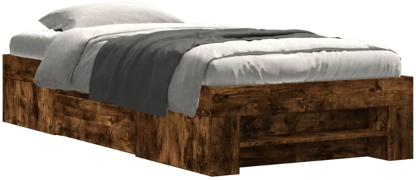 vidaXL Bettgestell ohne Matratze Räuchereiche 90x190 cm Holzwerkstoff 3295524
