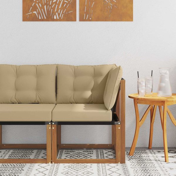 vidaXL Outdoor Ecksofa Massivholz Akazie und Textilene Stoff Natur 900604