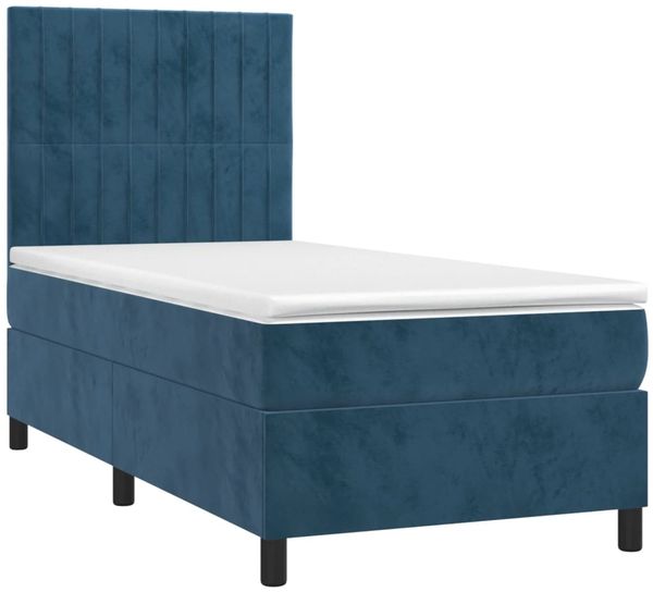 vidaXL Boxspringbett mit Matratze & LED Dunkelblau 90x190 cm Samt 3136219 Bild 3