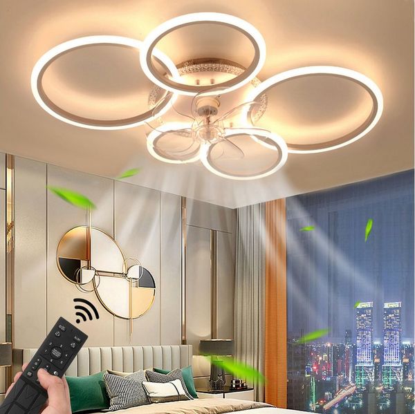 oyajia Deckenleuchte 70W Leise Deckenventilator mit Beleuchtung, Deckenlampe Mit Ventilator, LED fest integriert, Warmweiß, Naturweiß, Kaltweiß,RGB, Dimmbar Deckenventilator mit RGB Backlight, 6 Geschwindigkeiten 96cm