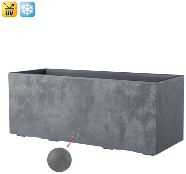 XXL Pflanzkasten Millennium 100 L in Grau mit Tolle Naturstein Optik, Maße: 99x37,5x37,5 cm