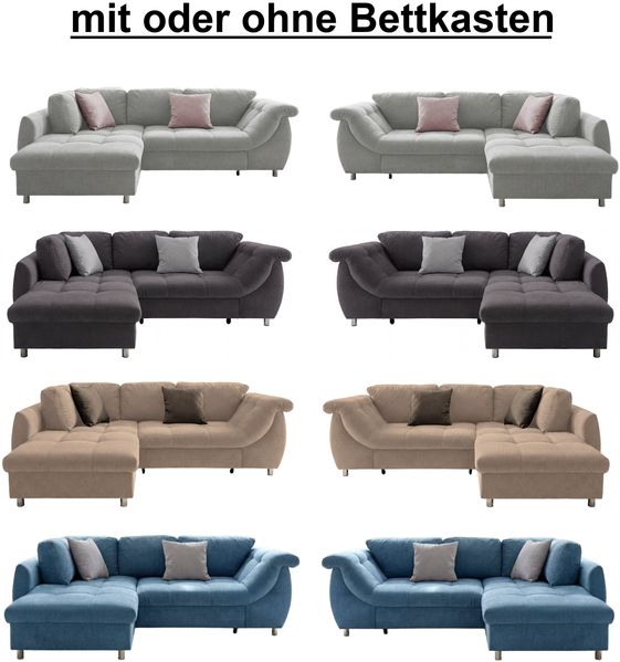 Ecksofa Schlafcouch L-Garnitur ausziehbar Ottomane rechts Mikrofaser Hellbraun Bild 10