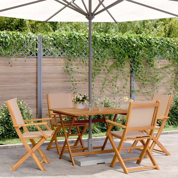 vidaXL 5-tlg. Garten-Essgruppe Stoff und Massivholz Taupe 3281834