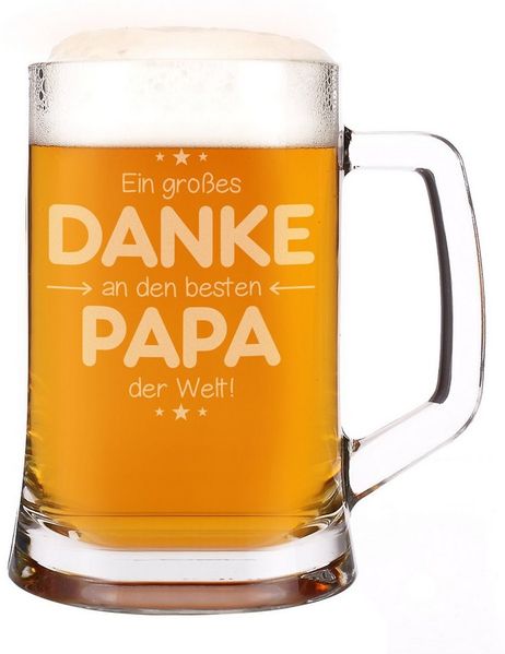 Herz & Heim Bierkrug für Väter mit Gravur - Bierglas als Geschenk zum Vatertag, Glas