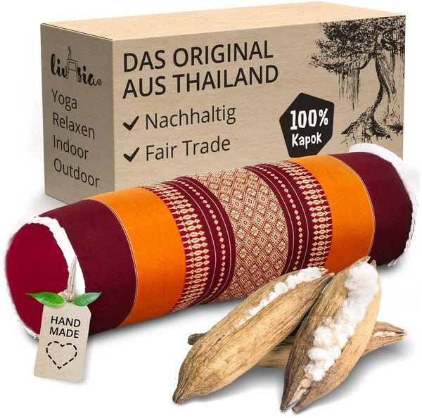 livasia Nackenrolle Nackenrolle, vegan und handgefertigt, Ø 17x56 cm, Kapok