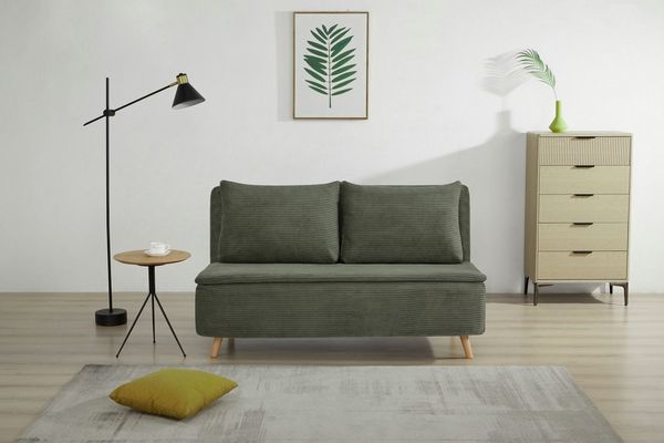 Home affaire Schlafsofa AINSLEY 140 cm -2-Sitzer, verstellbare Rückenlehne, wandelbar zum Gästebett, Relaxsofa, Webstoff u. Cord-Bezug