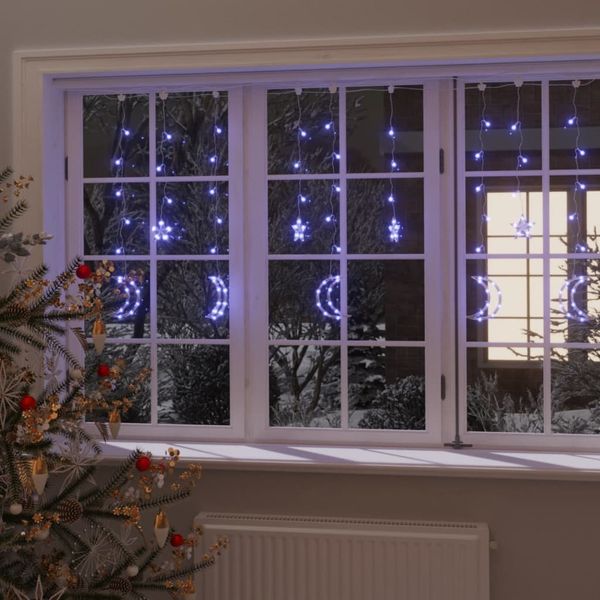 vidaXL Lichterketten Stern und Mond Fernbedienung 138 LED Blau 328796